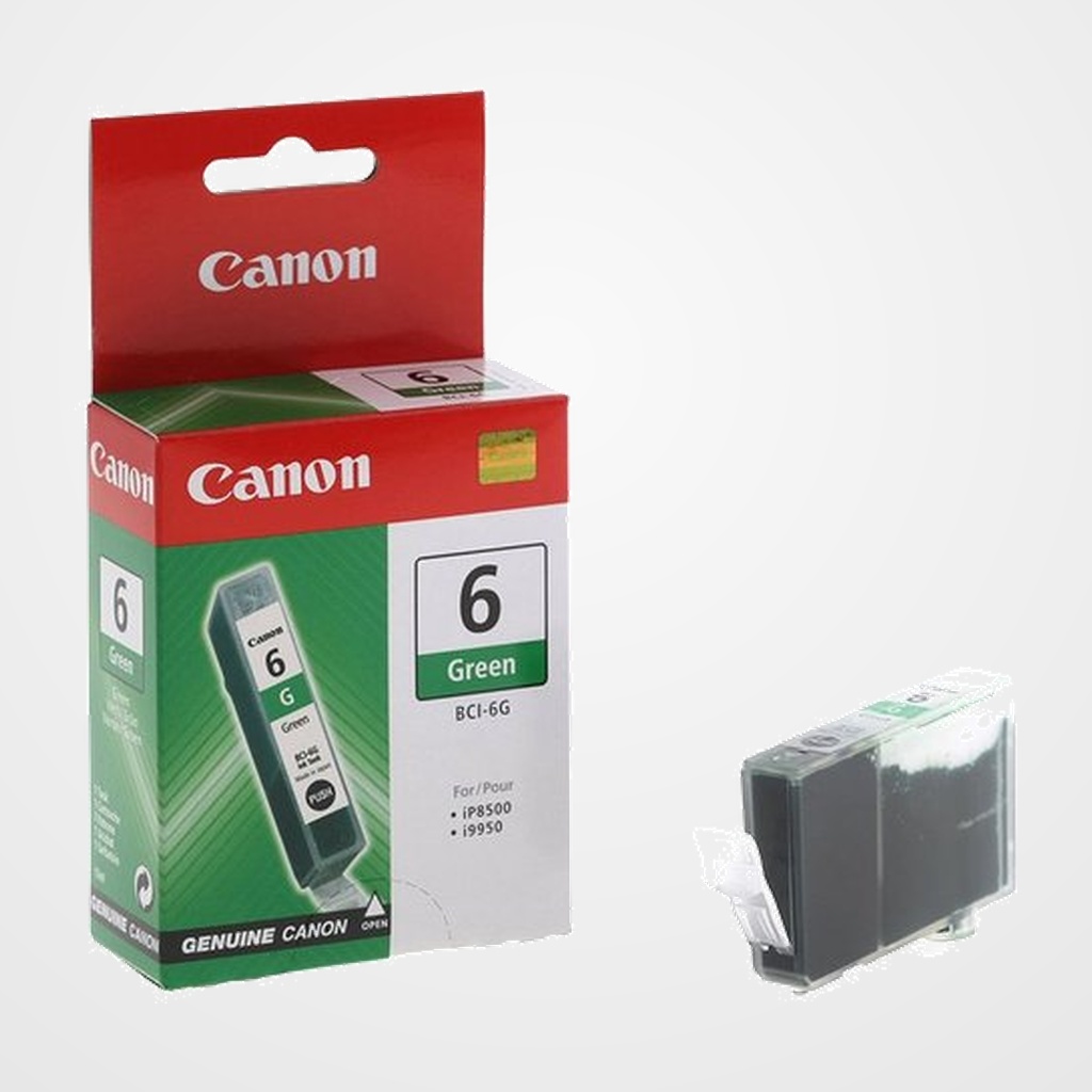 CARTUCHO INKJET CANON BCI-6G BJ-S800/S820/S900, i990/99XX, PIXMA IP4000/iP5000/iP6000/iP8500/MP750/MP760/MP787 VERDE 280 PÁG. (9473A002)