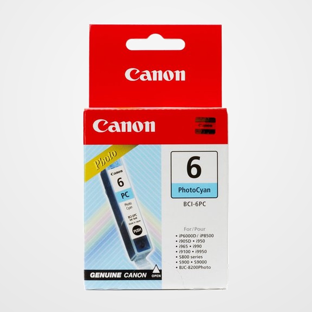 CARTUCHO INKJET CANON BCI-6PC BJ-S800/S820/S900, i990/99XX, PIXMA IP4000/iP5000/iP6000/iP8500/MP750/MP760/MP784 CIAN FOTO 280 PÁG. (4709A002)