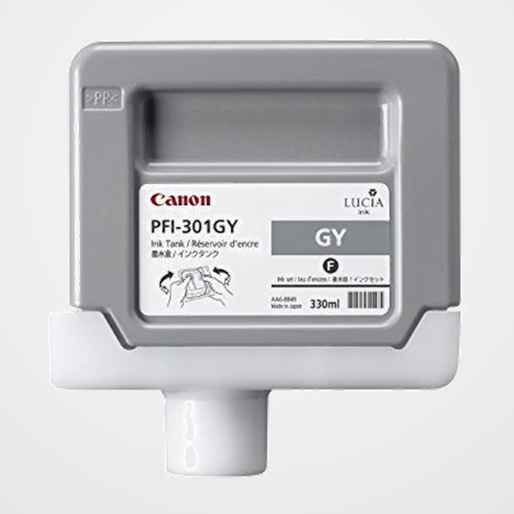 CARTUCHO INKJET CANON PFI-301GY IMAGEPROGRAF iPF8000/iPF8000S/iPF9000 GRIS 330 ML. (1495B001AA)