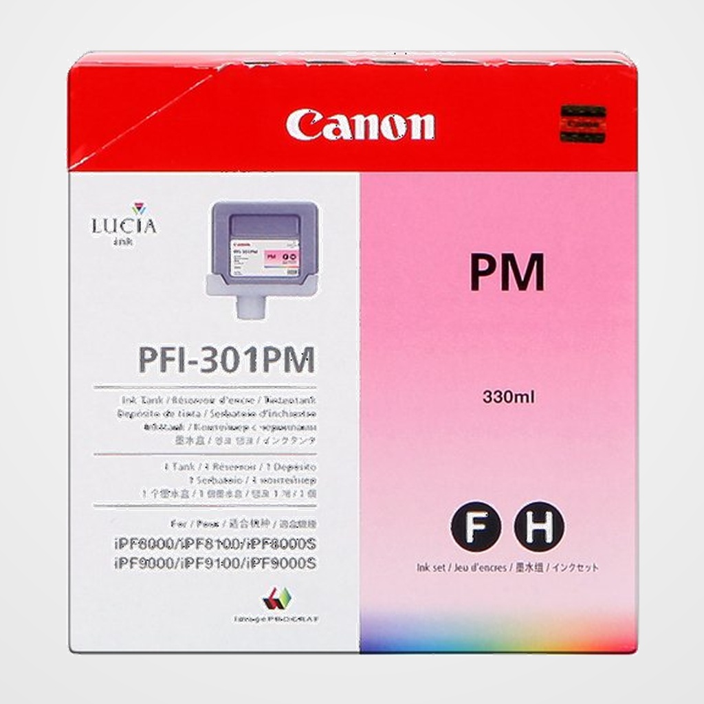 CARTUCHO INKJET CANON PFI-301PM IMAGEPROGRAF iPF8000/iPF8000S/iPF9000 MAGENTA PIGMENTADO 330 ML. (1491B001AA)
