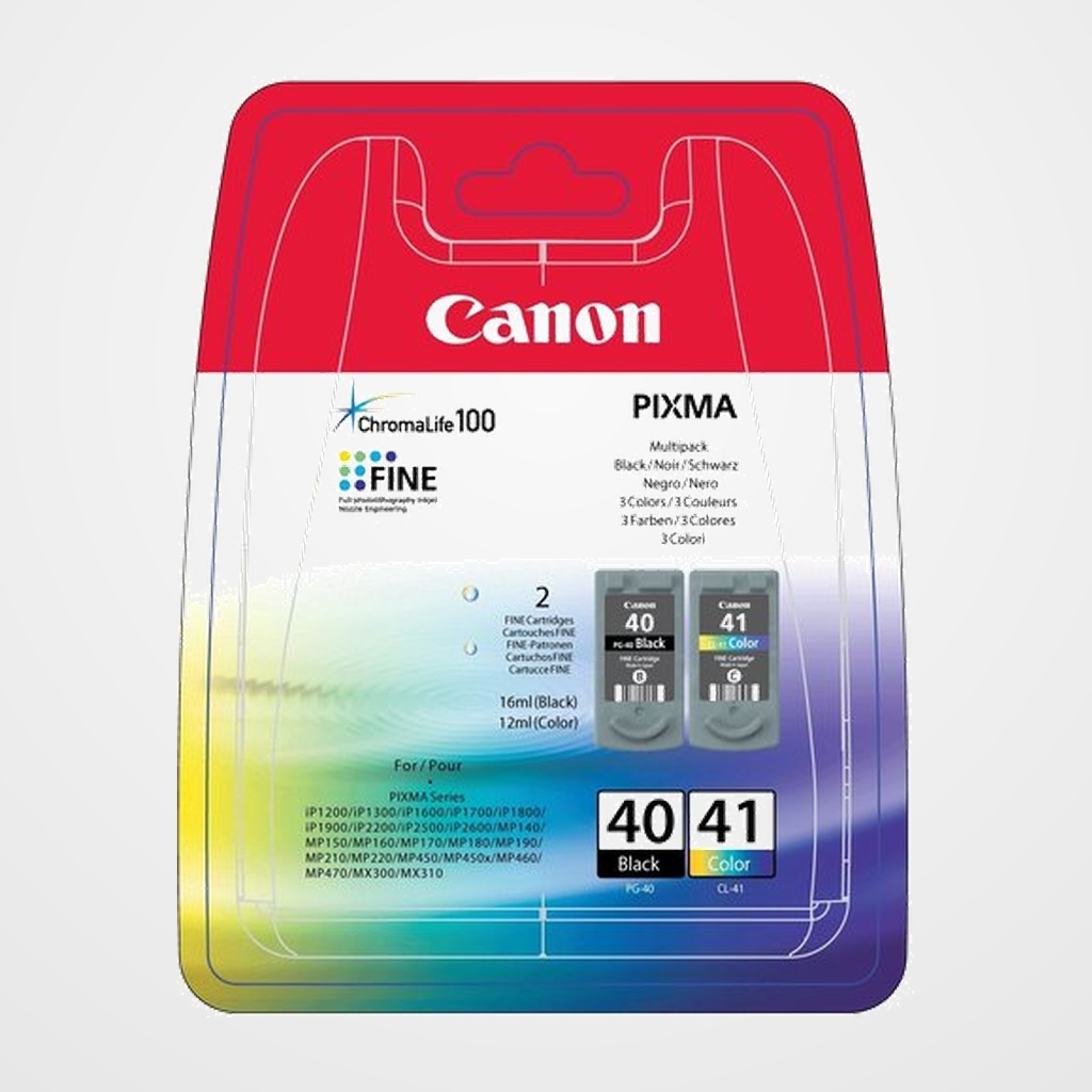 CARTUCHO INKJET CANON PG40 - CL41 MULTIPACK IP1200/1300/1600/2200 (0615B043AA)