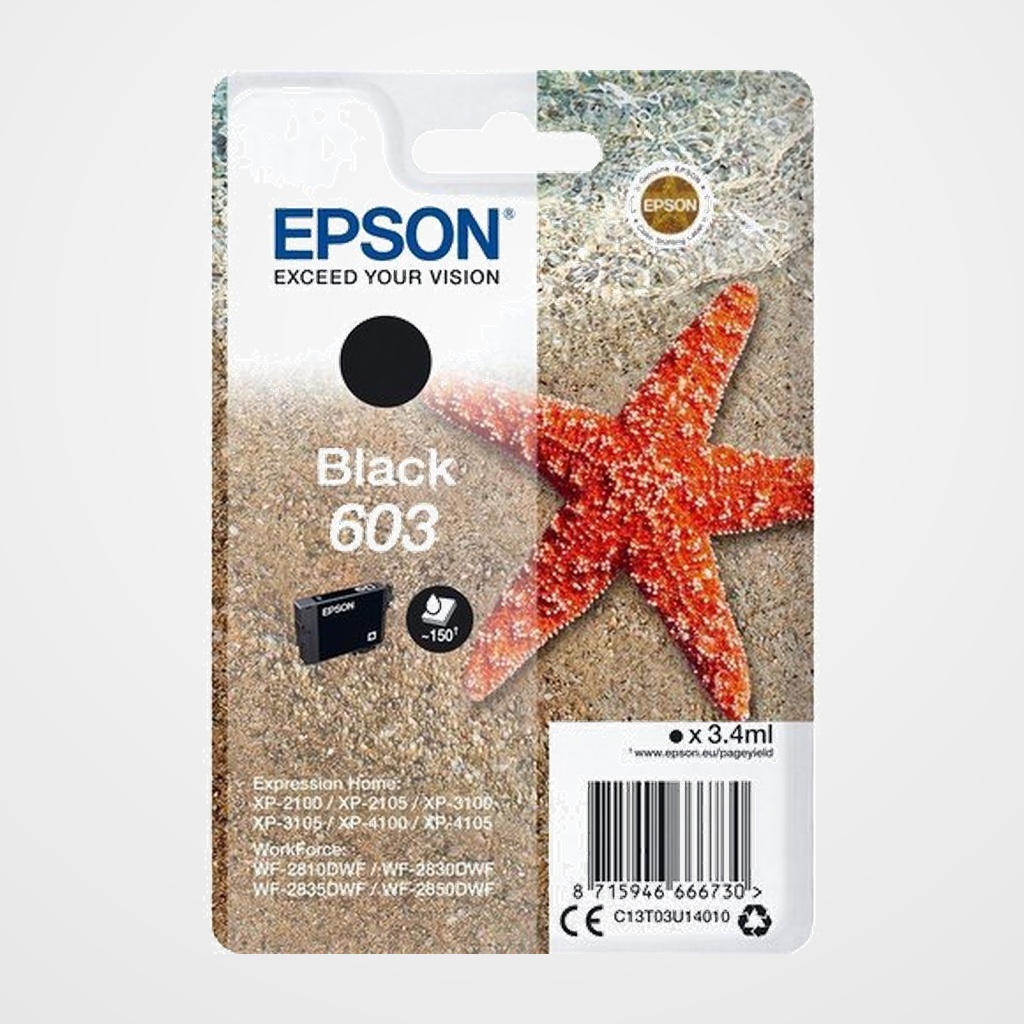 CARTUCHO INKJET EPSON T03U140 Nº603 EXPRESSION HOME XP-2100/3100/4100 WF-2830DWF/2850DWF NEGRO 3,4ML