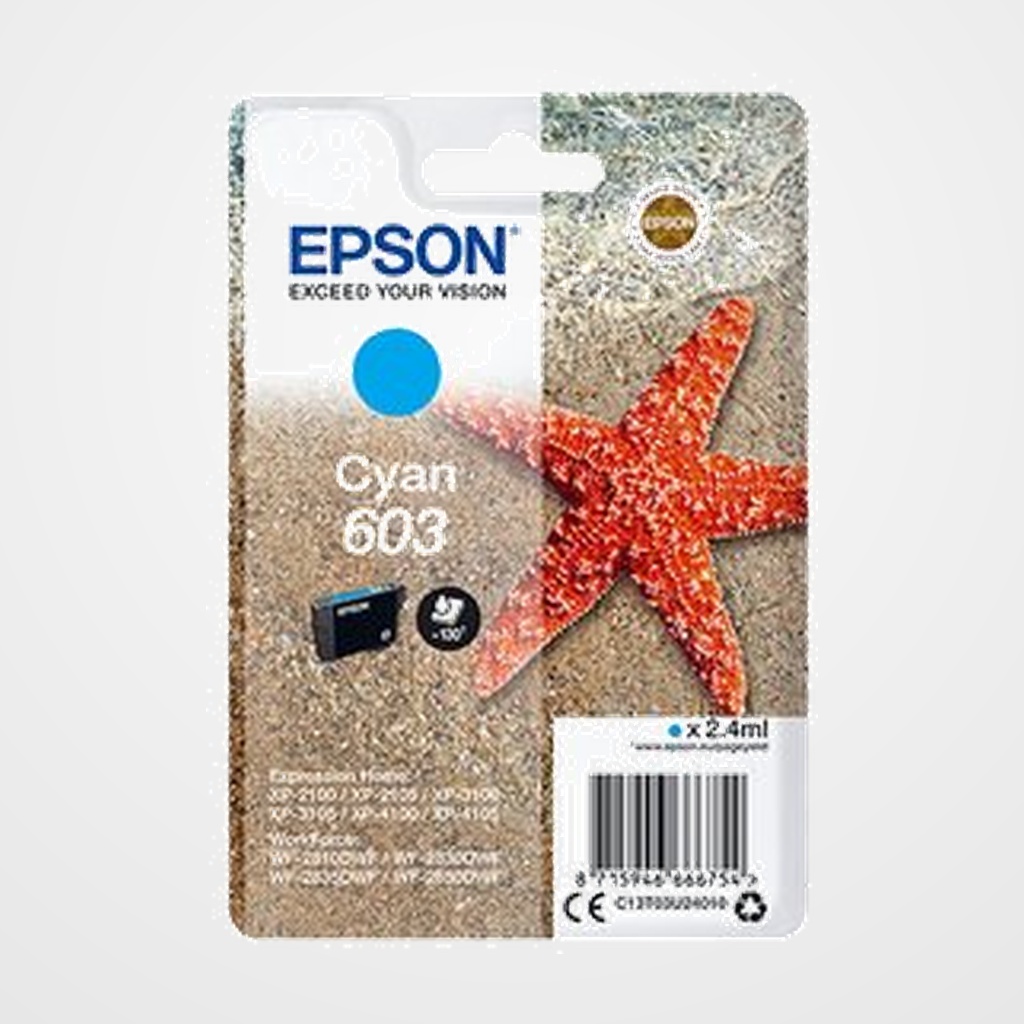 CARTUCHO INKJET EPSON T03U240 Nº603 EXPRESSION HOME XP-2100/3100/4100 WF-2830DWF/2850DWF CIAN 2,4ML