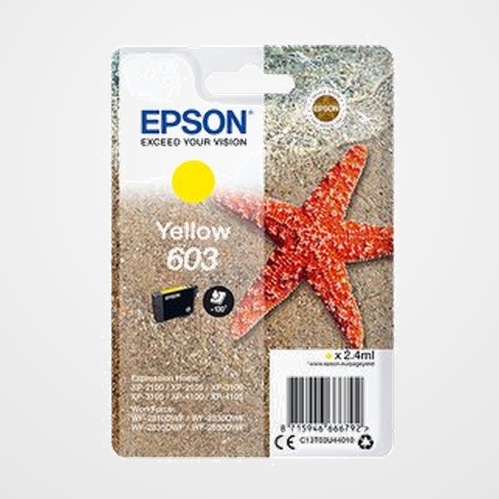 CARTUCHO INKJET EPSON T03U440 Nº603 EXPRESSION HOME XP-2100/3100/4100 WF-2830DWF/2850DWF AMARILLO 2,4ML