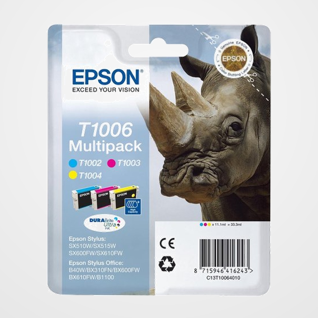 CARTUCHO INKJET EPSON T100640 STYLUS SX600FW/OFFICE B40W/BX600FW MULTIPACK 3 COLORES ((Cyan T100240, Magenta T100340 y Amarillo T100440)
