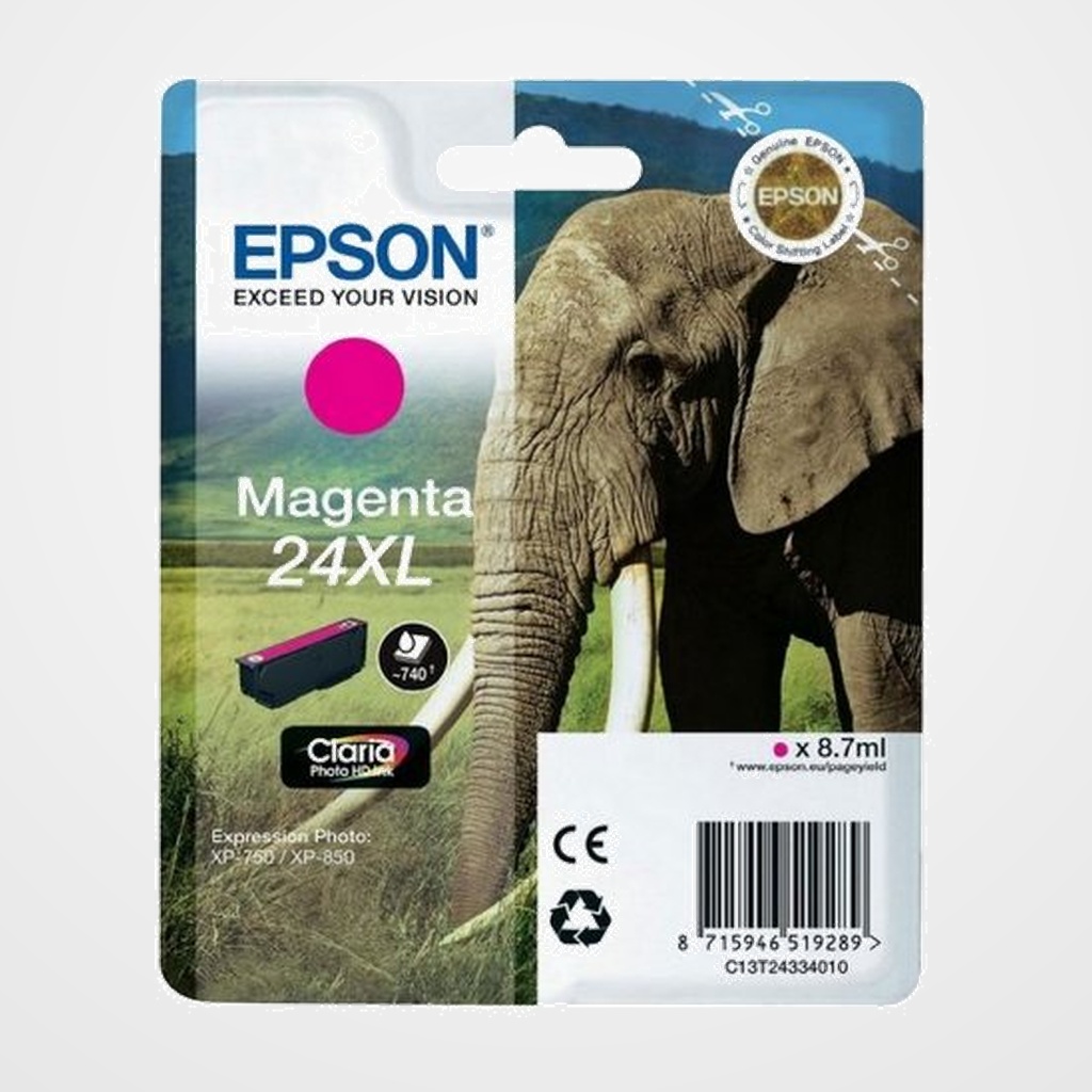 CARTUCHO INKJET EPSON T243340 Nº24XL EXPRESSION PHOTO XP-55/750/760/850/860/950/960, EXPRESSION PREMIUM XP-750/850 MAGENTA 8,7ML
