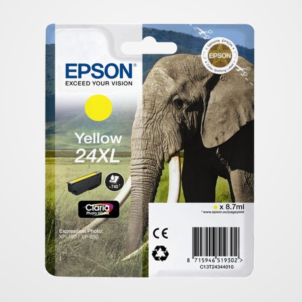 CARTUCHO INKJET EPSON T243440 Nº24XL EXPRESSION PHOTO XP-55/750/760/850/860/950/960, EXPRESSION PREMIUM XP-750/850 AMARILLO 8,7ML