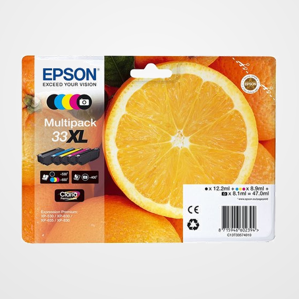 CARTUCHO INKJET EPSON T335740 Nº33XL EXPRESSION PREMIUM XP-530/630/635/830  MULTIPACK de 5 (T3351+T3361+T3362+T3363+T3364)