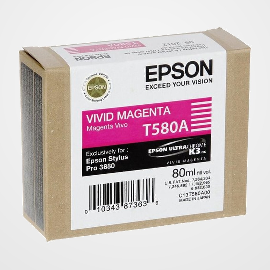 CARTUCHO INKJET EPSON T580A00 STYLUS PRO 3800/3880 MAGENTA VIVO 80ML
