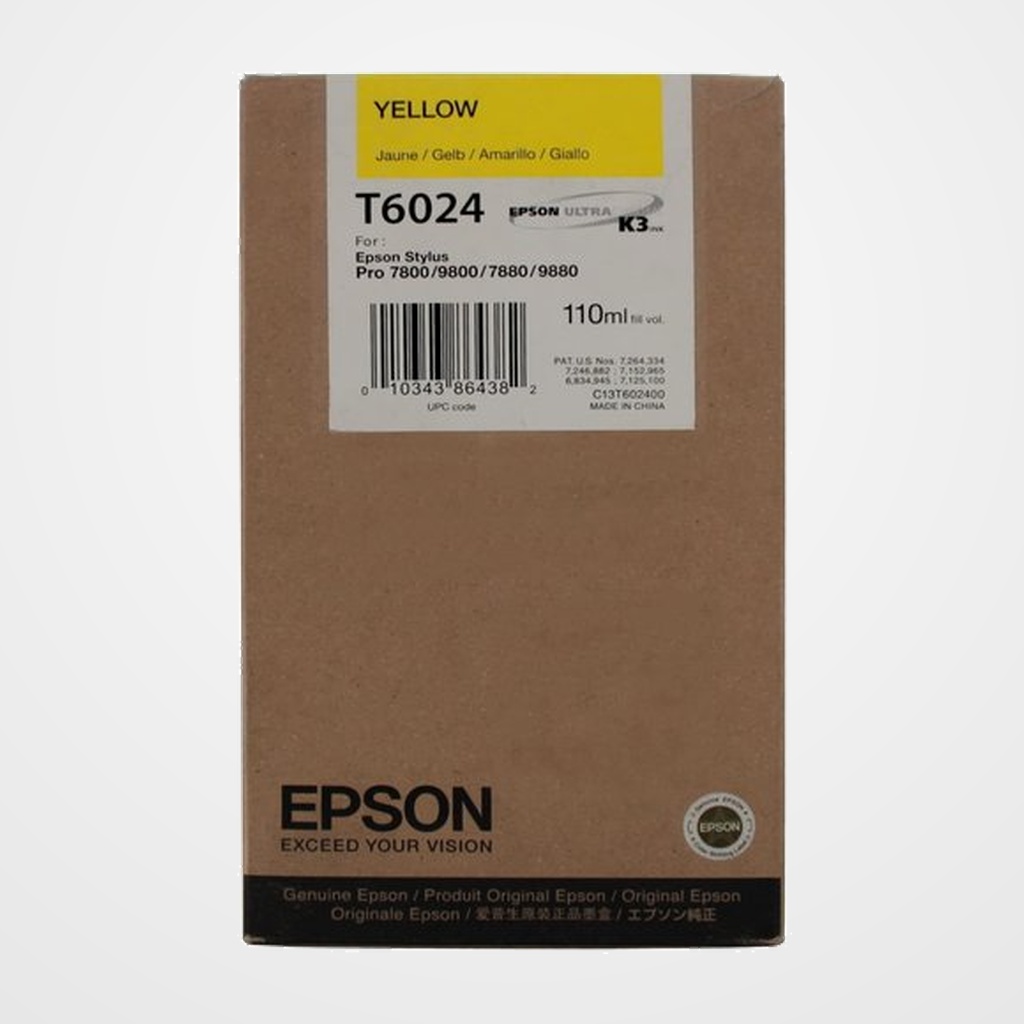 CARTUCHO INKJET EPSON T602400 STYLUS PHOTO 7880/9880 AMARILLO 110ml