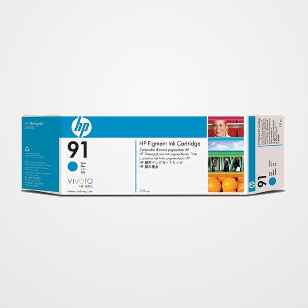 CARTUCHO INKJET HP C9467A Nº91 DESIGNJET Z6100 CIAN 775ML