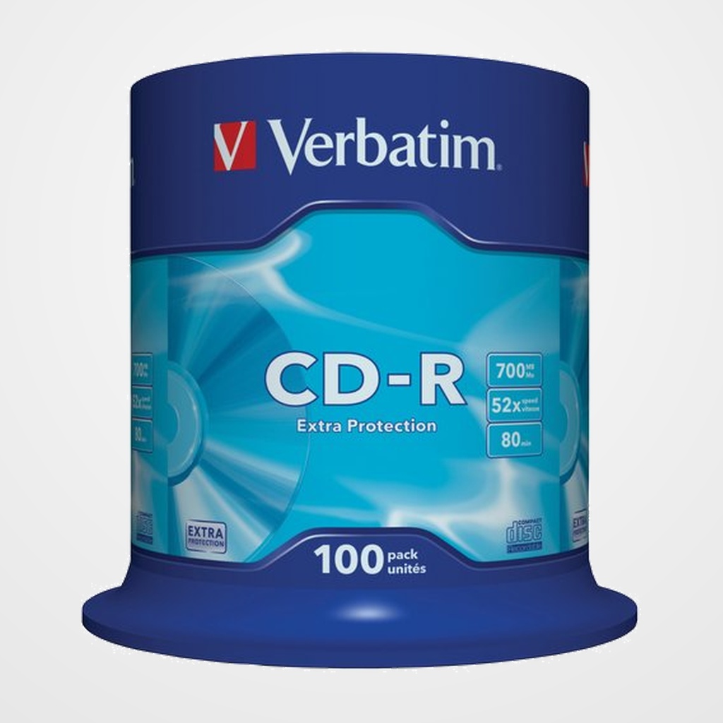 [40101023] CD-ROM VERBATIM 700MB 48x SPINDLE 100 DATALIFE (Incluye Canon LPI de 0.80)