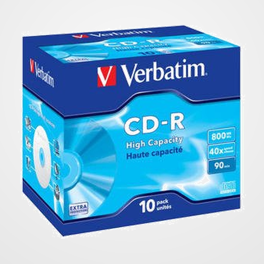 CD-ROM VERBATIM 800MB 40x JEWEL CASE 10 (Incluye Canon LPI de 0.80)