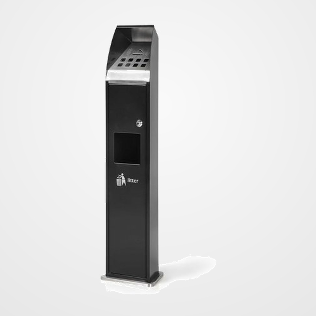 CENICERO-PAPELERA DE PIE PLANNING SISPLAMO DE EXTERIOR CON CERRADURA NEGRO