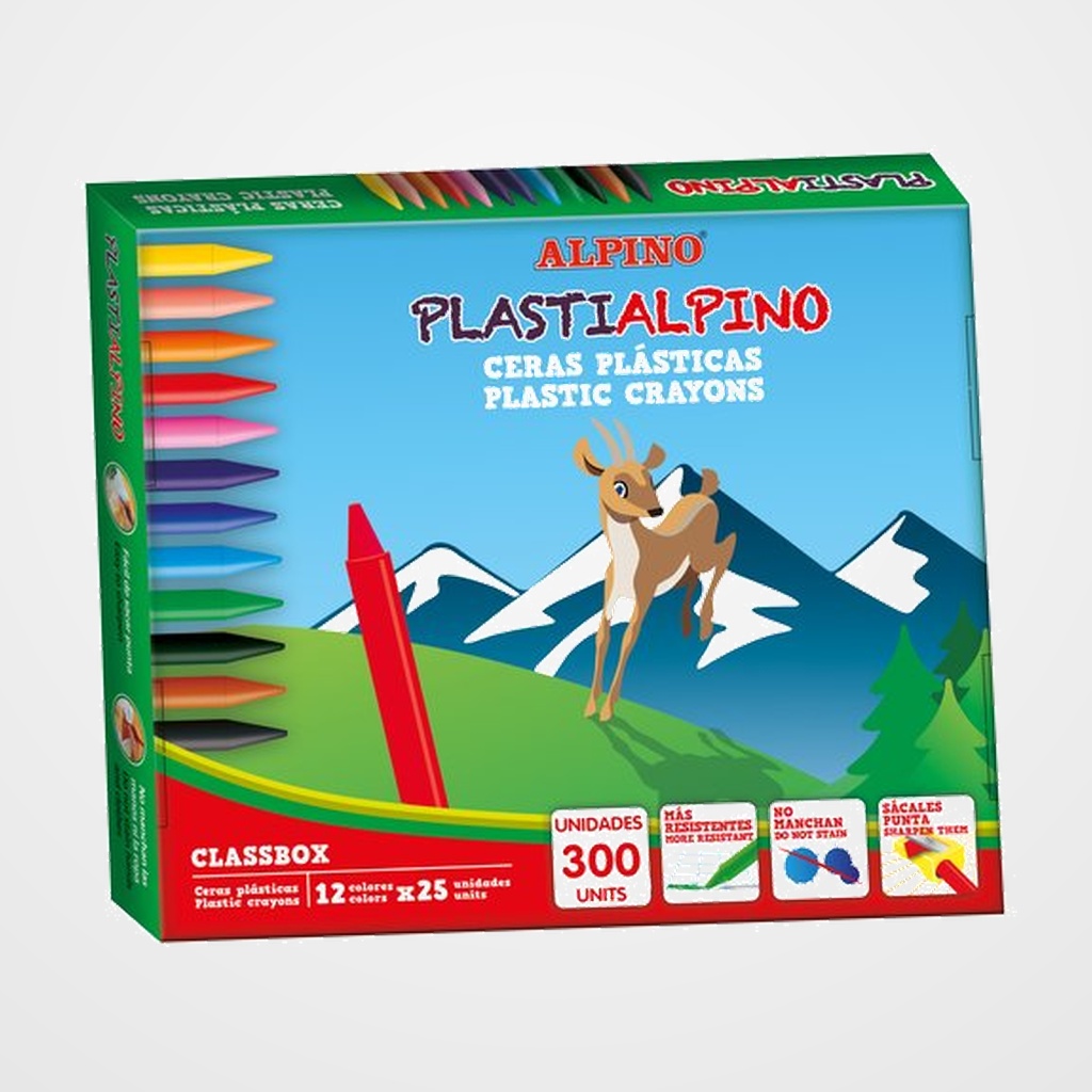 CERAS ALPINO PLASTIALPINO ECONOMY PACK CAJA DE 300 (25x 12 colores)