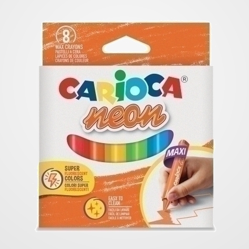 CERAS CARIOCA PLASTICERA JUMBO TRIANGULAR NEON BLISTER de 8