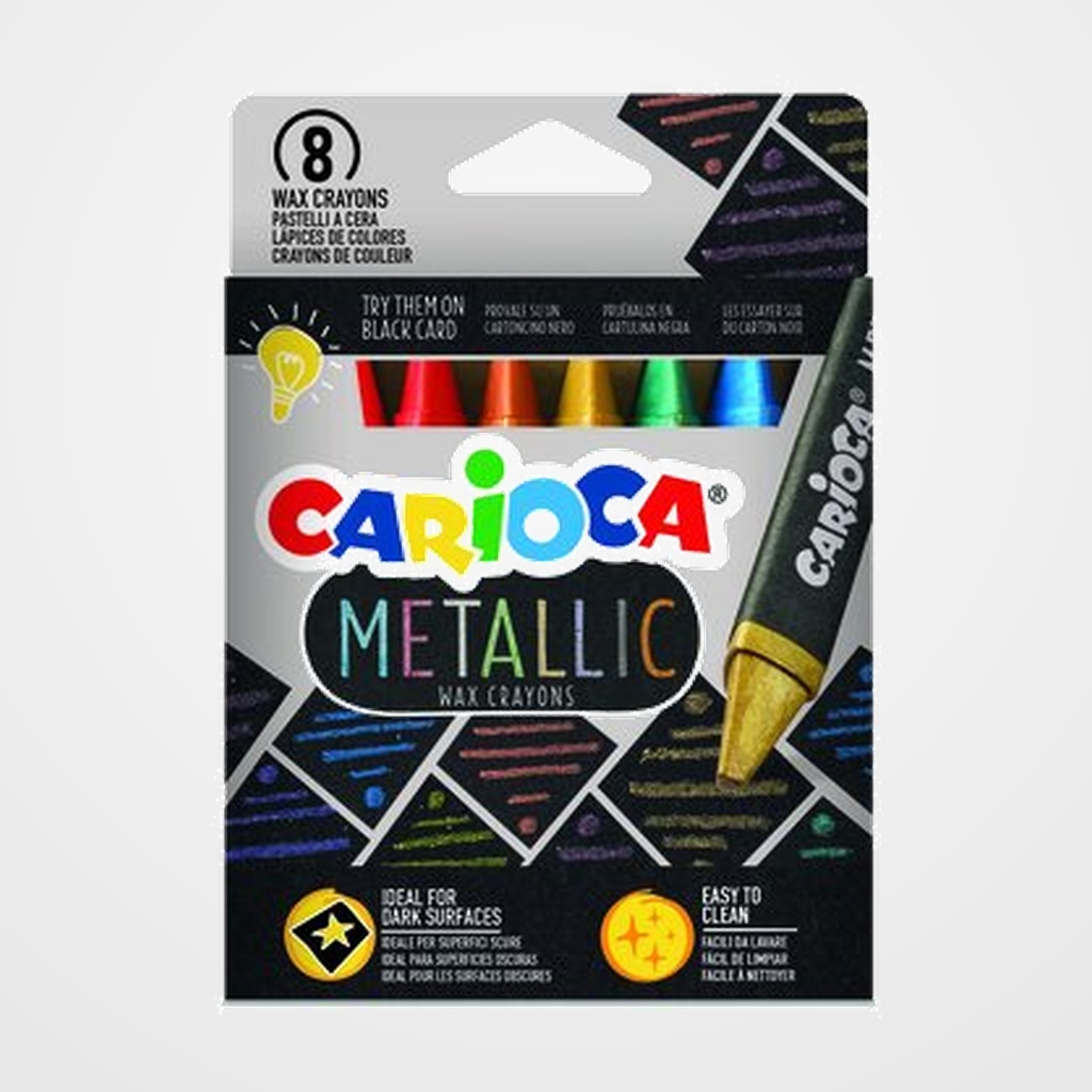 CERAS de COLORES CARIOCA METALLIC MAXI TRIANGULAR CAJA de 8