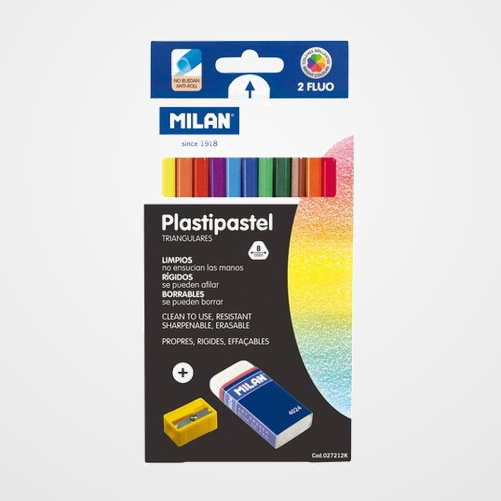 CERAS MILAN PLASTIPASTEL CON GOMA Y AFILA CAJA DE 12