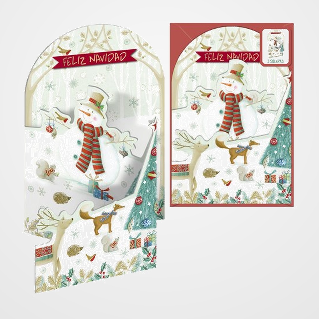 CHRISTMAS DOHE ESCENAS DESPLEGABLES 115x170 MUÑECO DE NIEVE