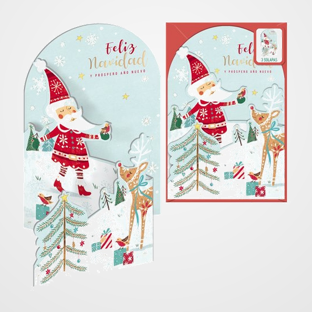 CHRISTMAS DOHE ESCENAS DESPLEGABLES 115x170 SANTA EN LA NIEVE