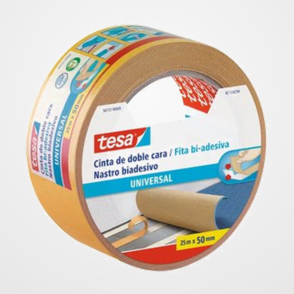 CINTA ADHESIVA DOBLE CARA TESA MOQUETAS rollo 25mx50mm  UNIVERSAL