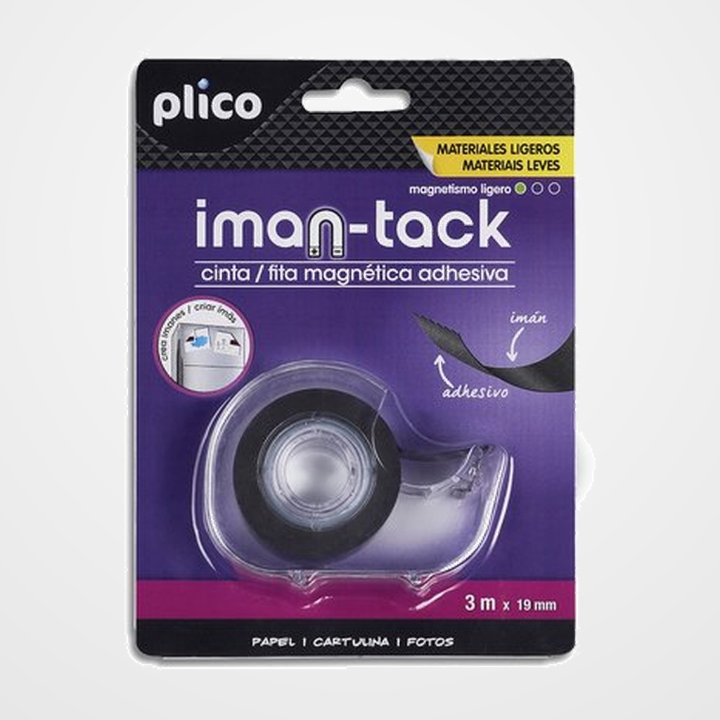 CINTA ADHESIVA PLICO MAGNETICA IMAN-TACK MATERIALES LIGEROS rollo 3m x 19mm