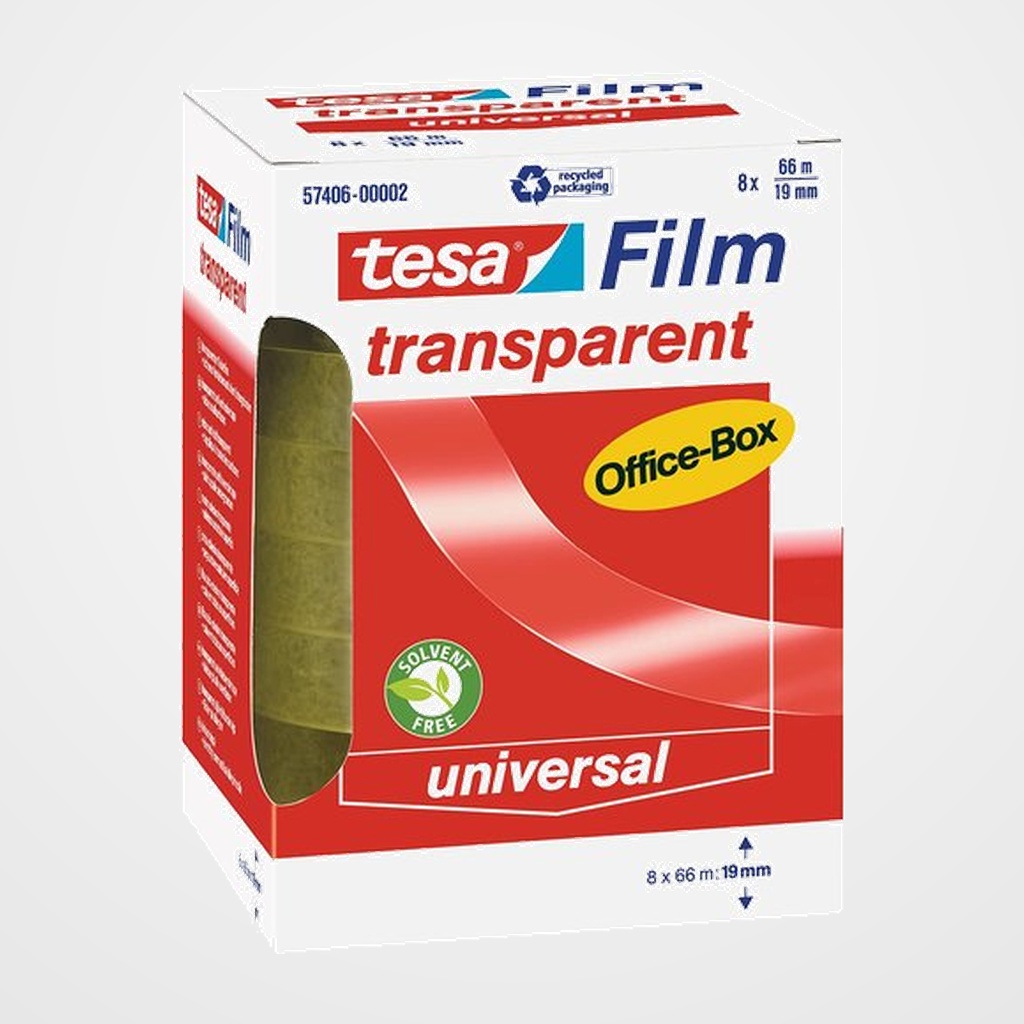 CINTA ADHESIVA TESA TRANSPARENT OFFICEBOX rollo 66x19