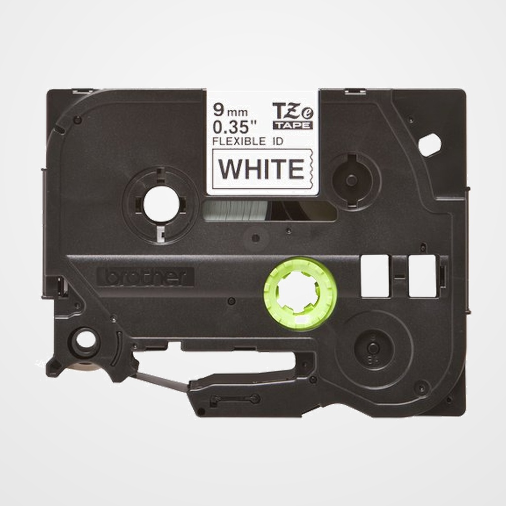 CINTA de ROTULAR BROTHER LAMINADA FLEXIBLE 8m 9mm NEGRO sobre BLANCO