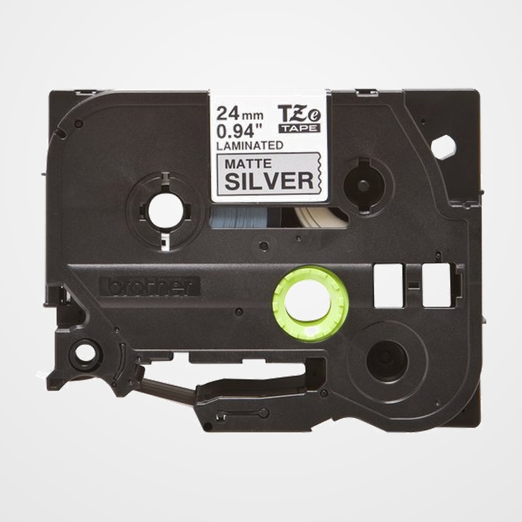 CINTA de ROTULAR BROTHER LAMINADA METALICA 8m  24mm NEGRO sobre PLATA
