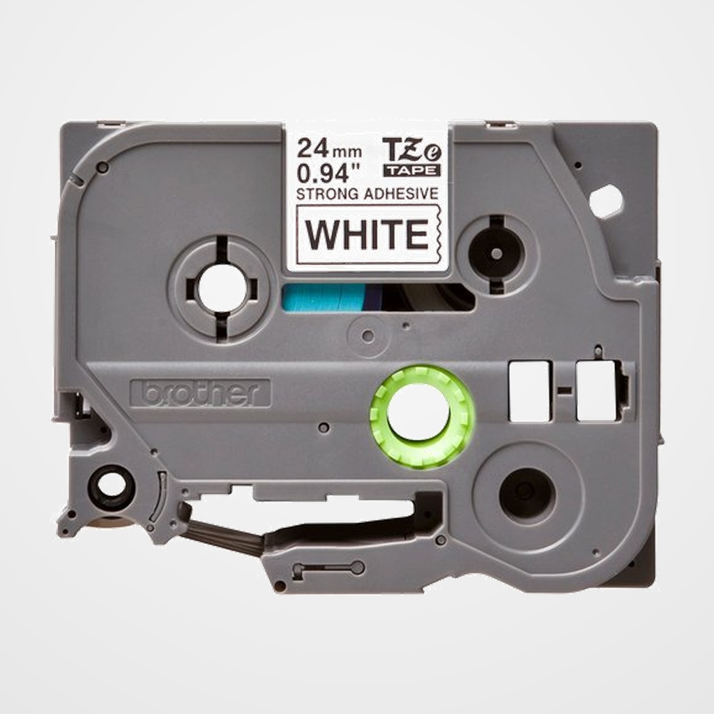 CINTA de ROTULAR BROTHER LAMINADA SUPER ADHESIVA 8m 24mm NEGRO sobre BLANCO