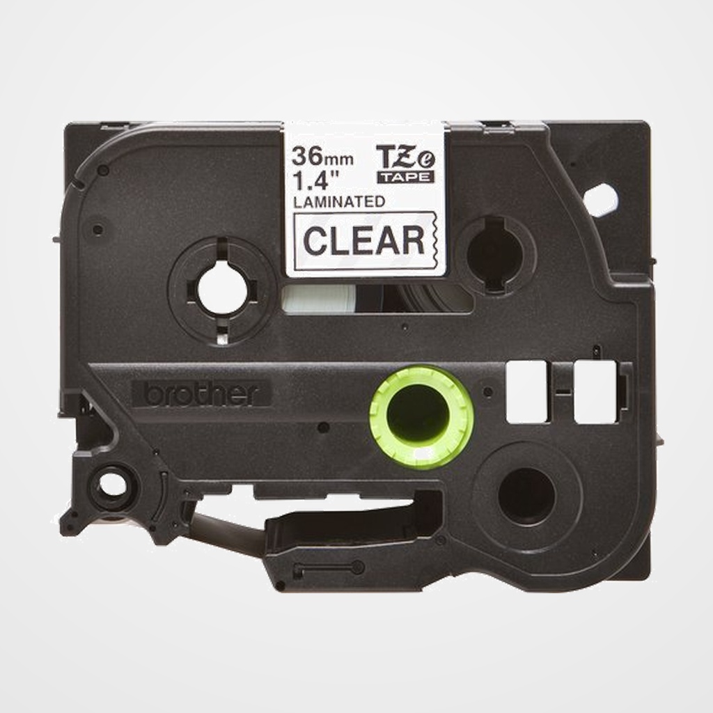 CINTA de ROTULAR BROTHER LAMINADA 5m 36mm NEGRO sobre TRANSPARENTE