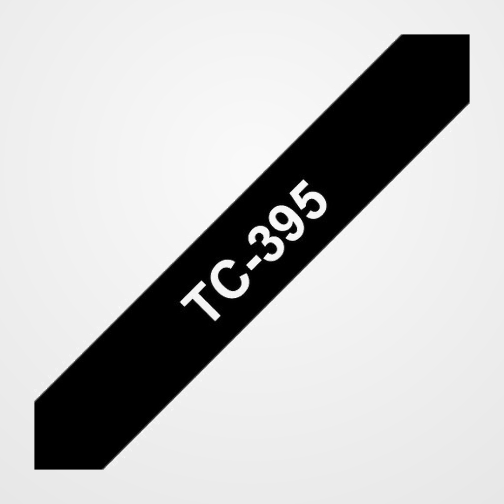 CINTA de ROTULAR BROTHER LAMINADA 7,7m 9mm  BLANCO sobre NEGRO