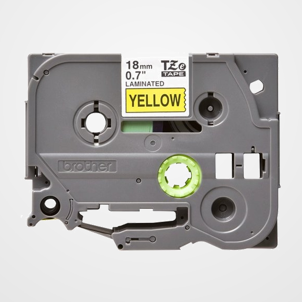 CINTA de ROTULAR BROTHER LAMINADA 8m 18mm NEGRO sobre AMARILLO