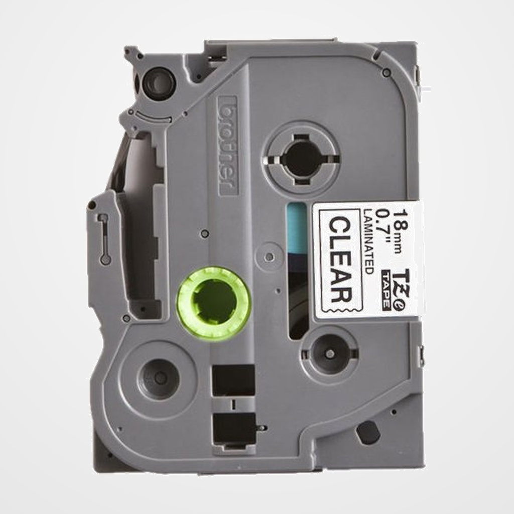 CINTA de ROTULAR BROTHER LAMINADA 8m 18mm NEGRO sobre TRANSPARENTE