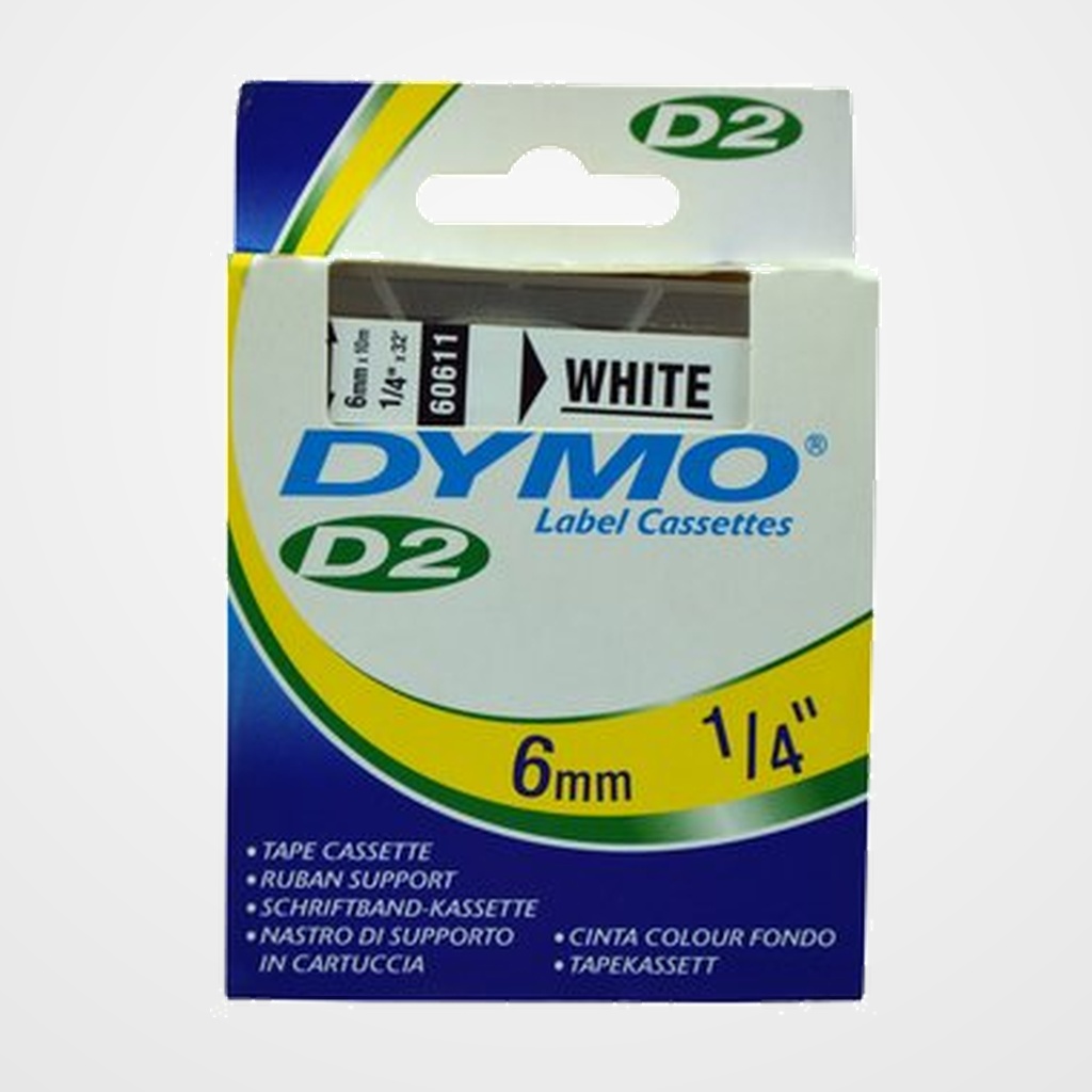CINTA de ROTULAR DYMO LM D2 fondo 10m  6mm BLANCO (60611)