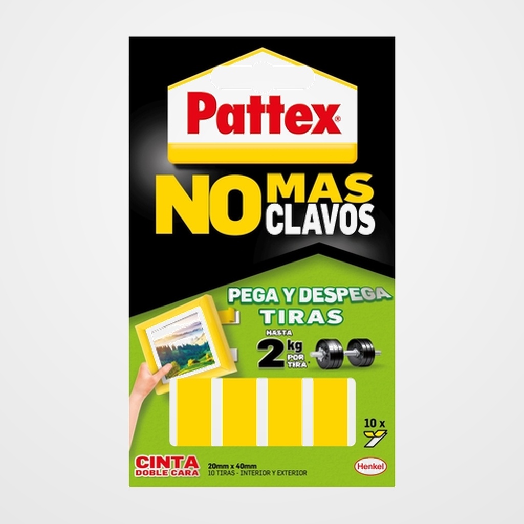 CINTA DOBLE CARA PATTEX NO MAS CLAVOS CINTA PRE CORTE 10 TIRAS (removible)