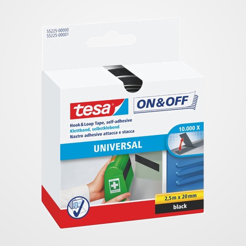 CINTA VELCRO TESA ON&OFF rollo 2,5x20 NEGRO