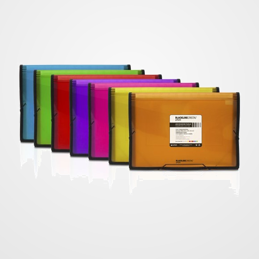 CLASIFICADOR ACORDEON GRAFOPLAS BLACKLINE PP 13 DPTOS.RIBETE con GOMAS VIOLETA