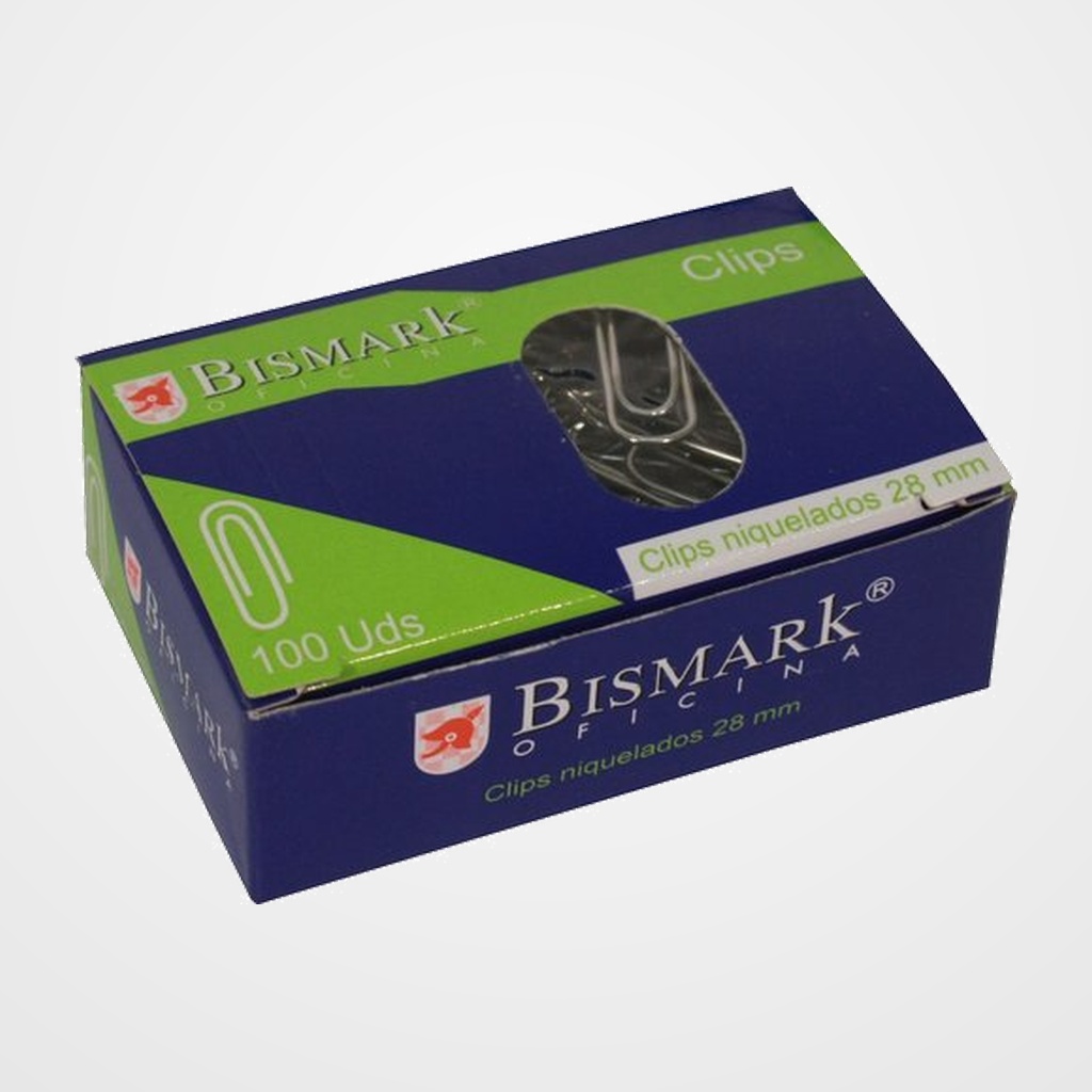 CLIP BISMARK Nº1,5 (28 mm.) NIQUELADO CAJA de 100
