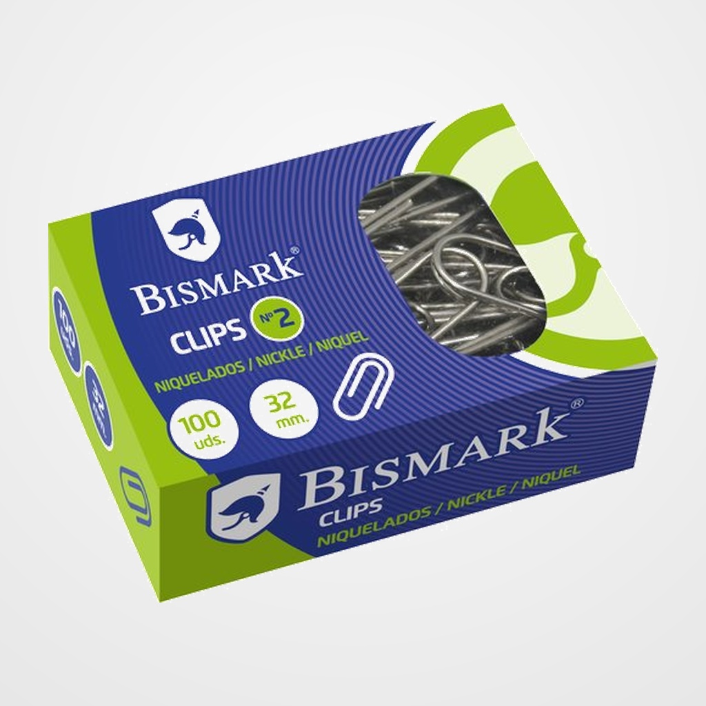 CLIP BISMARK Nº2 (32 mm.) NIQUELADO CAJA de 100