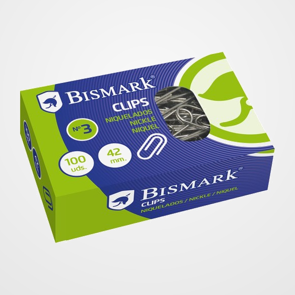 CLIP BISMARK Nº3 (42 mm.) NIQUELADO CAJA de 100