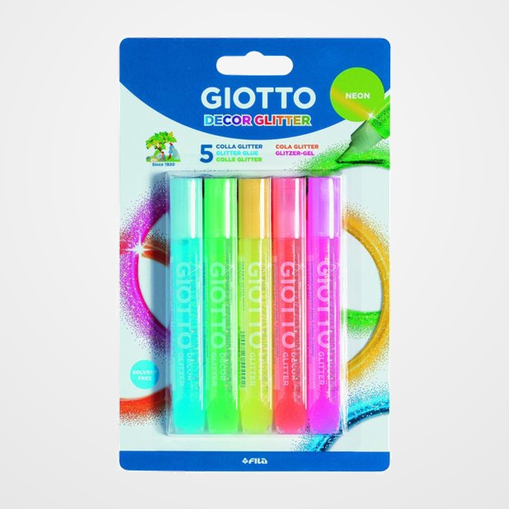 COLA GLITTER GLUE GIOTTO LAPIZ NEON 5x10,5ml/g