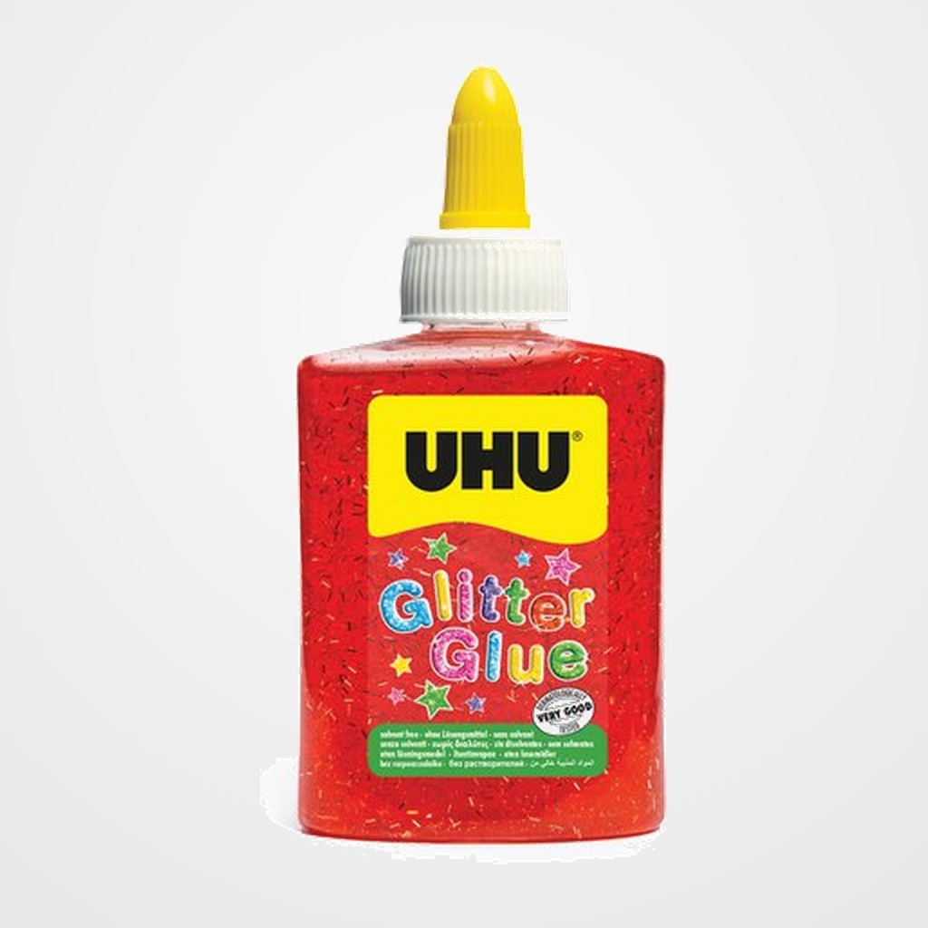 COLA GLITTER GLUE UHU BOTE de 88ml ROJO