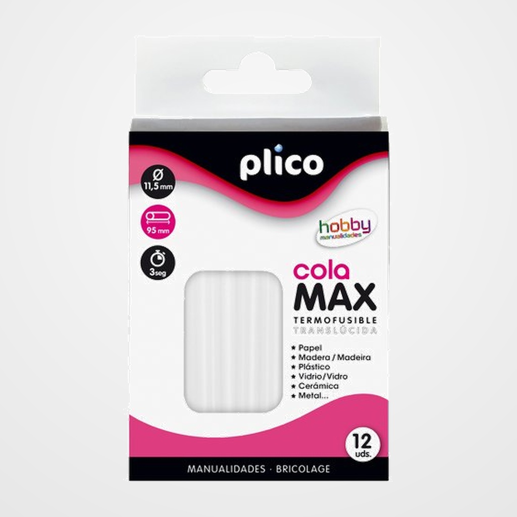 COLA TERMOFUSIBLE en BARRA PLICO MAX blister de 12