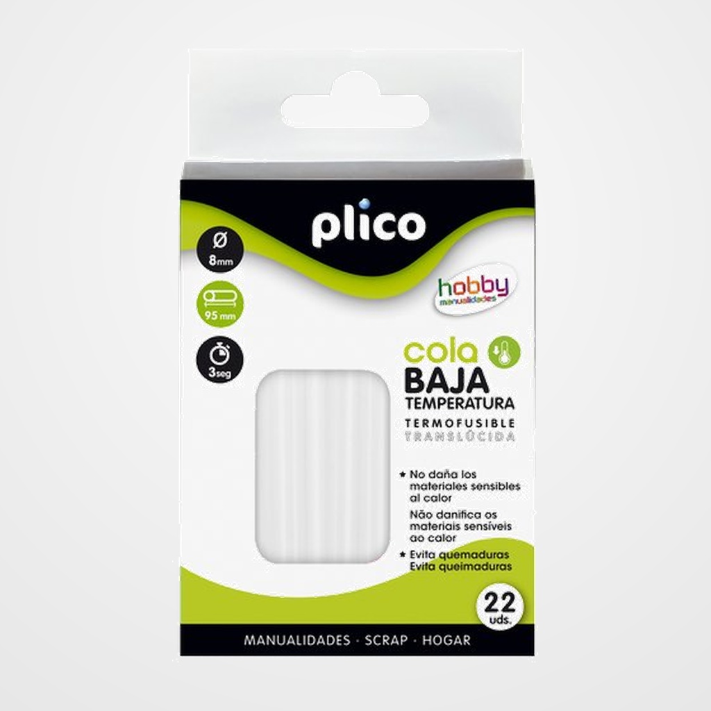 COLA TERMOFUSIBLE en BARRA PLICO MINI  BAJA TEMPERATURA blister de 22