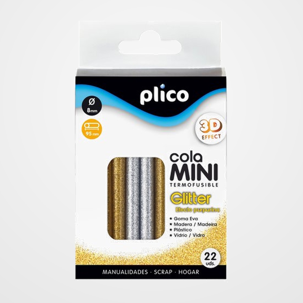 [23101026] COLA TERMOFUSIBLE en BARRA PLICO MINI PURPURINA blister de 22