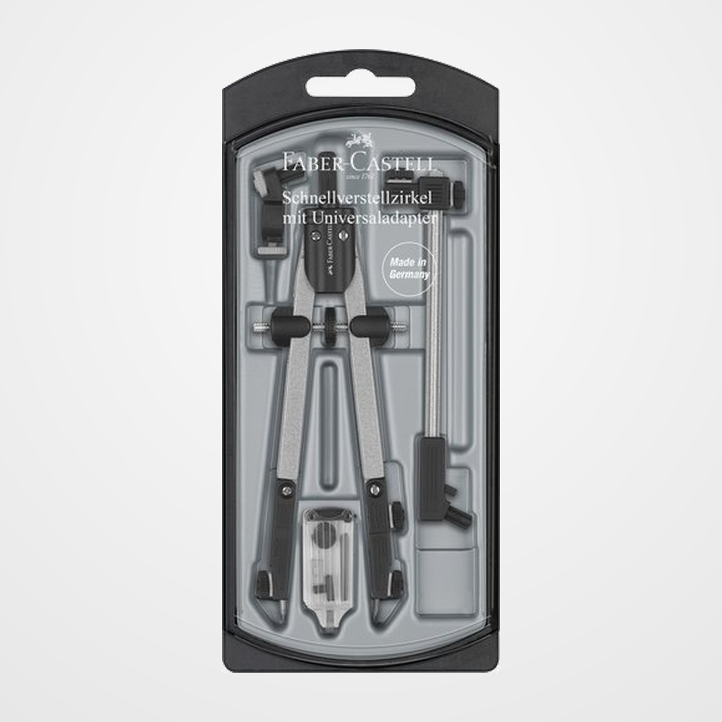 COMPAS FABER-CASTELL TECNICO CON ADAPTADOR Y ALARGADERA
