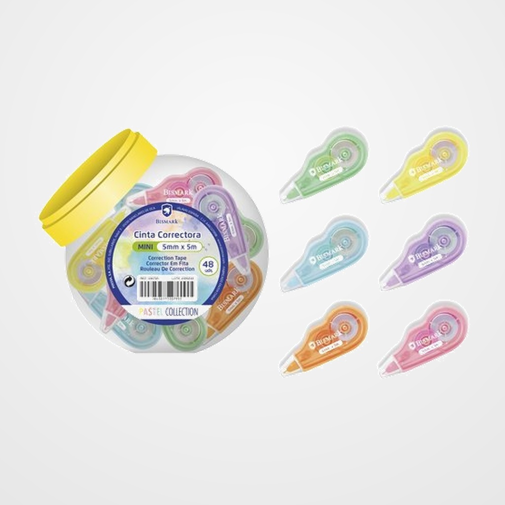 CORRECTOR CINTA BISMARK MINI PASTEL 5mm x 5m