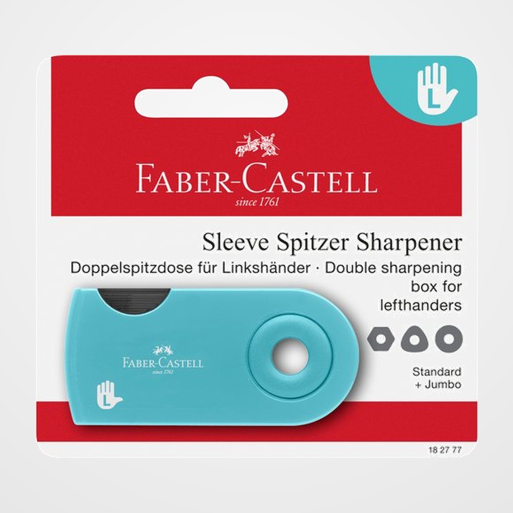 [13701359] AFILALAPIZ FABER-CASTELL SELEEVE 2 USOS CON DEPOSITO PARA ZURDOS TURQUESA BLISTER de 1