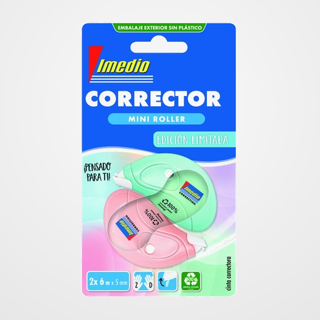 [15101194] CORRECTOR CINTA IMEDIO MINI PASTEL 5 mm x 6 m BLISTER de 2